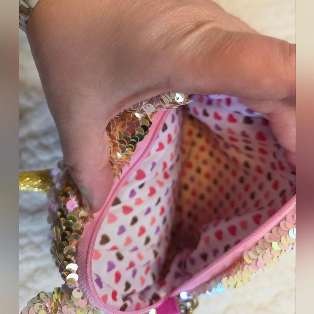 TY Fantasia Unicorn Sequin Crossbody Purse Pink Gold Kids Bag